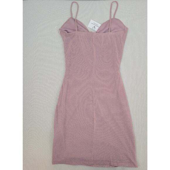 Windsor Sleeveless Sparkly Mauve Glitter Ruffle Mini Dress Sz Medium - Picture 4 of 7